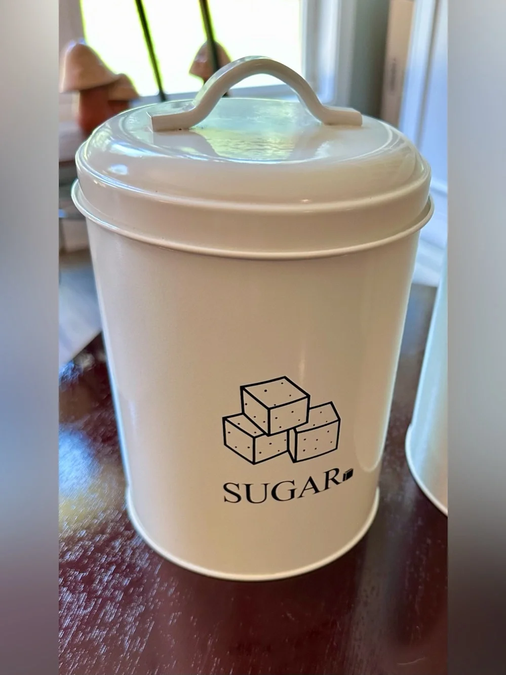 3-Piece White Metal Coffee Tea Sugar Canister Set with Lids